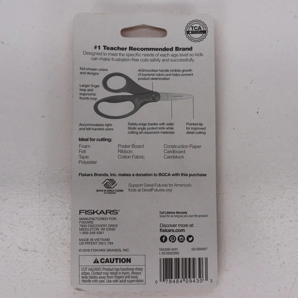 3x Fiskars Kids School Scissors Blue Pointed Tip For Both Left And Right Handed